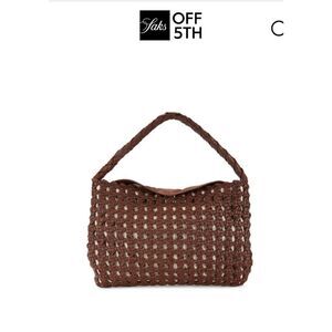 Vince Camuto Women's Brown Leather Macramé Shoulder Bag